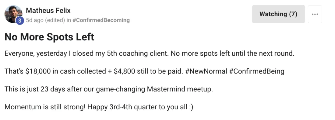 Transcendence Mastermind student review