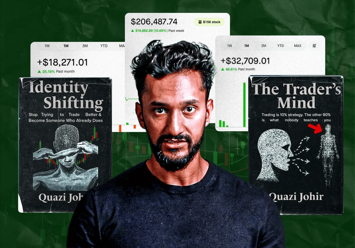 Quazi Johir with the Identity Shifting and The Trader's Mind books
