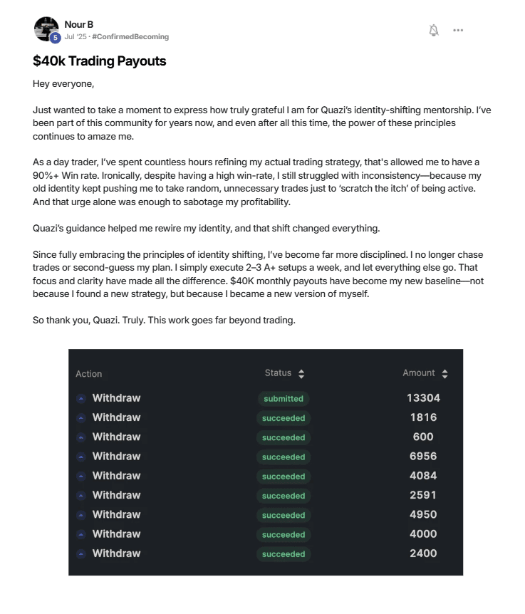 Testimonial: $40k Trading Payouts